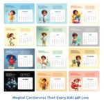 Personalised Calendar 2025 with Kids Caricature and Name