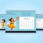 Personalised Calendar 2025 with Kids Caricature and Name