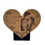 Personalized Couple Wooden Engraved Photo Plaque and Heart Shaped