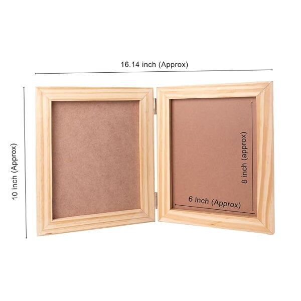 Little Birdie Pinewood Dual Picture Frame with Hinge,  |Photo Frame for Home, Arts & Crafts, Office, Suitable for DIY Gifting