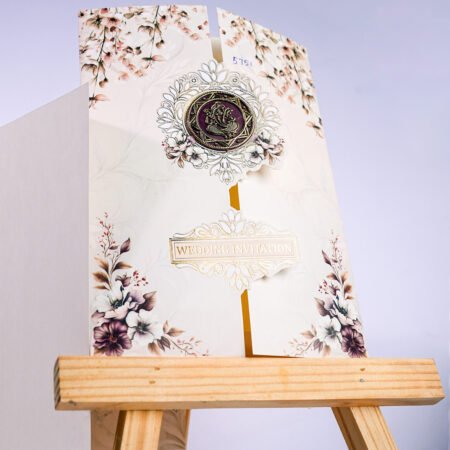 White Gold Floral Wedding Invitation Card
