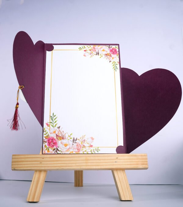 Simple and Elegant wedding invitation card, Maroon & White colour combination.