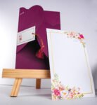 Simple and Elegant wedding invitation card, Maroon & White colour combination.