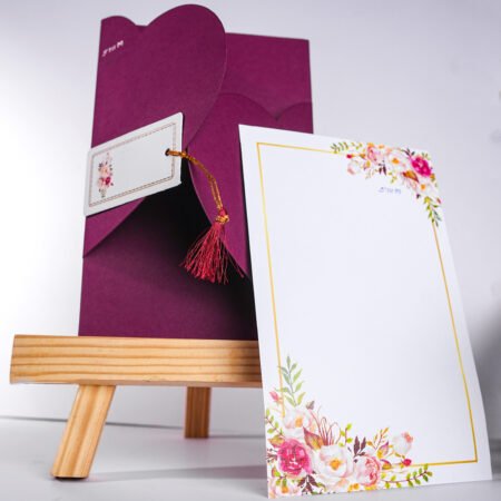 Simple and Elegant wedding invitation card, Maroon & White colour combination.