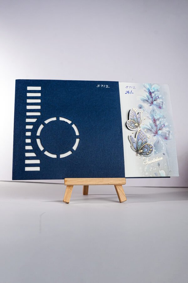Blue floral with Butterfly wedding invitation card