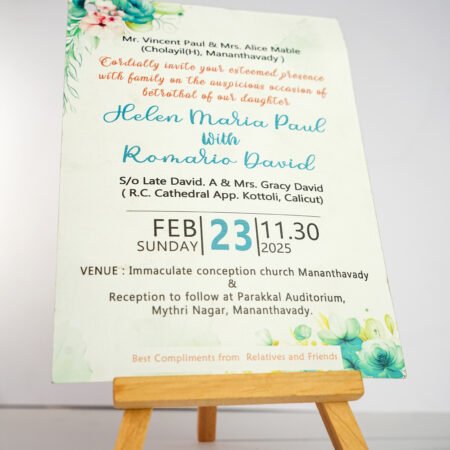 White floral theme single sheet wedding card