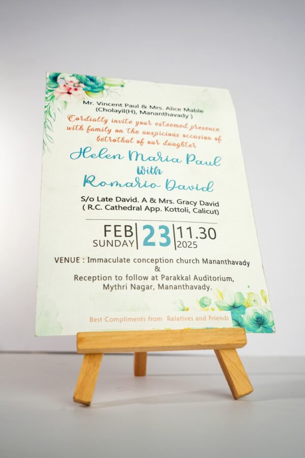 White floral theme single sheet wedding card